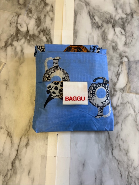 BAGGU Handbags - BAGGU Sky Blue lightweight - Ancient Greek Vessels Print Foldable standard Tote